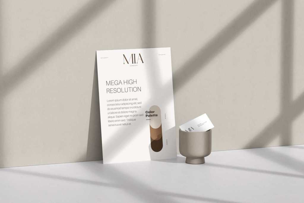 Mia Branding A4 & Card Visit Mockup 09