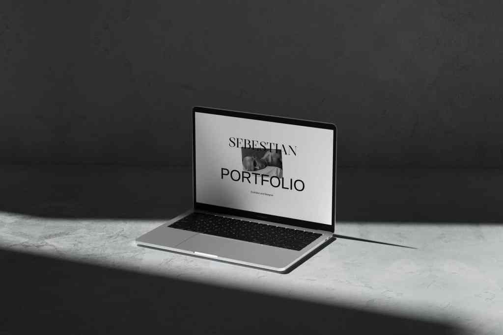 Dark MacBook Mockup Scene 04