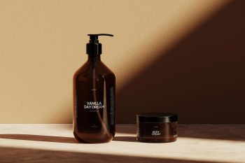amber bottle mockup