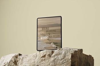 ipad mockup with rock